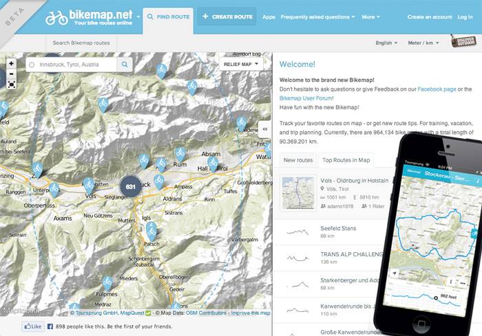 Bikemap V2, wie es ab 2011 online war