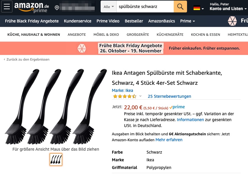 Ikea-Spülbürsten bei Amazon